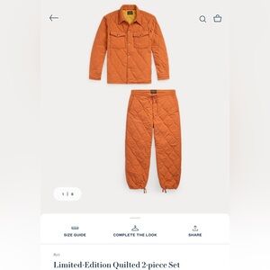 Ralph Lauren Double RL LIMITED EDITION Orange Quilted 2 Piece Set RRL